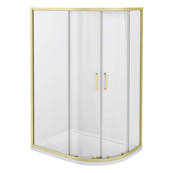Toreno Brushed Brass 1200 x 900mm Offset Quadrant Shower Enclosure without Tray - Image 3