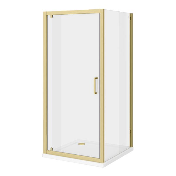Toreno Brushed Brass 760 x 760mm Pivot Door Shower Enclosure without Tray - Image 2