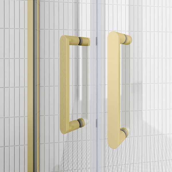 Toreno Brushed Brass 800 x 800mm Quadrant Shower Enclosure without Tray - Image 2