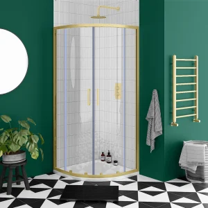 Toreno Brushed Brass 800 x 800mm Quadrant Shower Enclosure without Tray