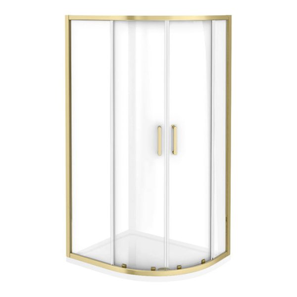 Toreno Brushed Brass 760 x 900mm Offset Quadrant Shower Enclosure without Tray - Image 3