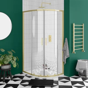 Toreno Brushed Brass 760 x 900mm Offset Quadrant Shower Enclosure without Tray