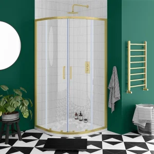 Toreno Brushed Brass 900 x 900mm Quadrant Shower Enclosure without Tray