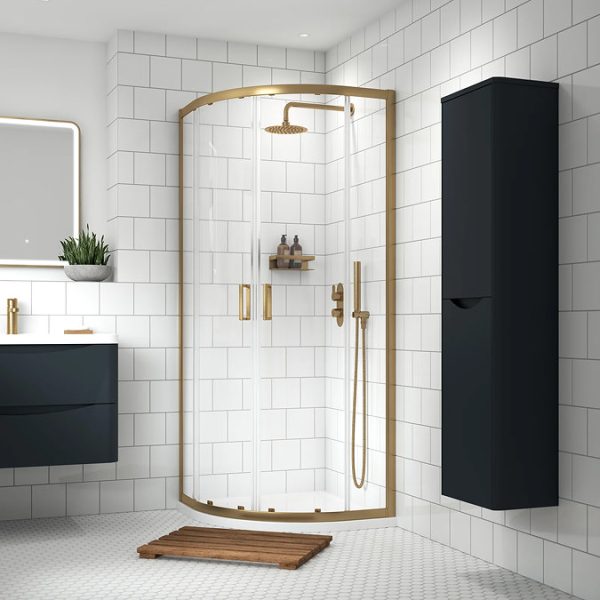 Toreno Brushed Brass 900 x 900mm Quadrant Shower Enclosure without Tray - Image 2