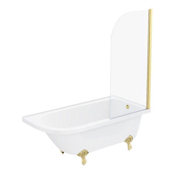 Appleby 1700 Roll Top Shower Bath with Brushed Brass Screen + Leg Set - Image 6