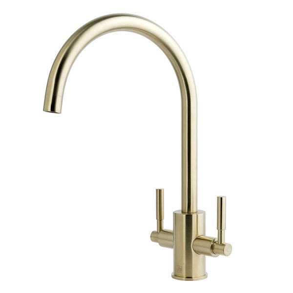 JTP Newbury Brushed Brass Dual Lever Kitchen Sink Mixer - Image 3