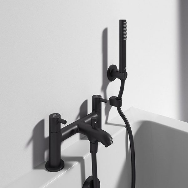Ideal Standard Ceraline Silk Black 2 Tap Hole Bath Shower Mixer - Image 2