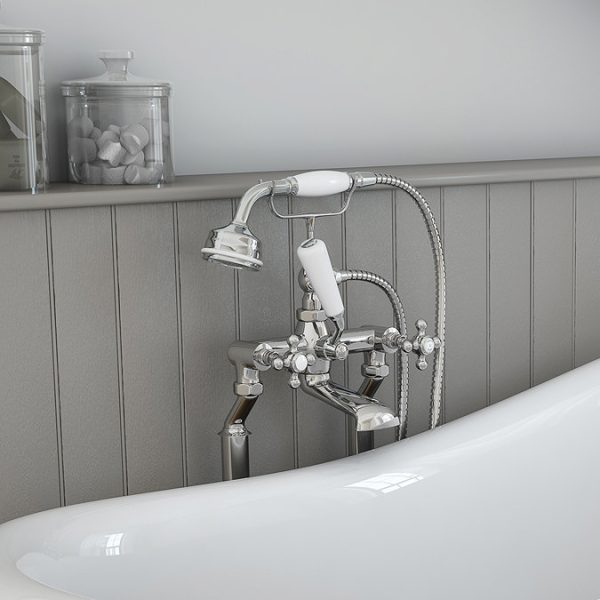 Hudson Reed Topaz Freestanding Bath Shower Mixer   Chrome - Image 2