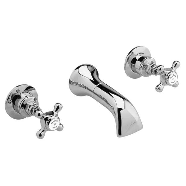 Hudson Reed Topaz 3 Tap Hole Wall Mounted Basin Mixer
