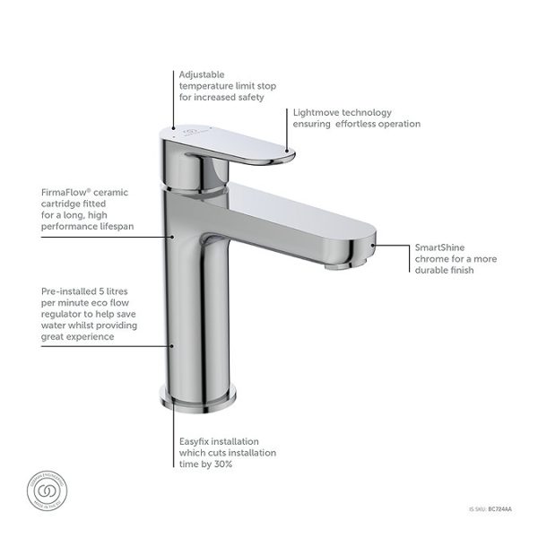 Ideal Standard Cerafine O Single Lever Basin Mixer - Image 3