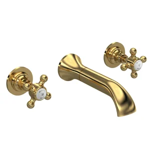 Hudson Reed Brass Topaz 3TH Crosshead Wall Mounted Basin Mixer