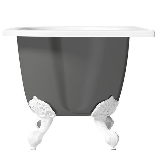 The Bath Co. Dalston 1495 x 740mm Grey Back to Wall Freestanding Bath with White Feet - Image 5