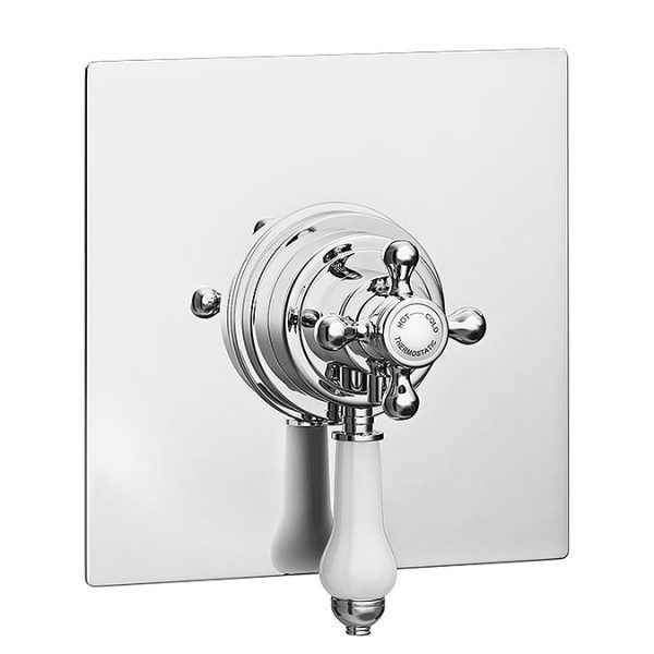Belmont Traditional Dual Concealed Thermostatic Shower Valve with 8" Apron Fixed Head - Image 2