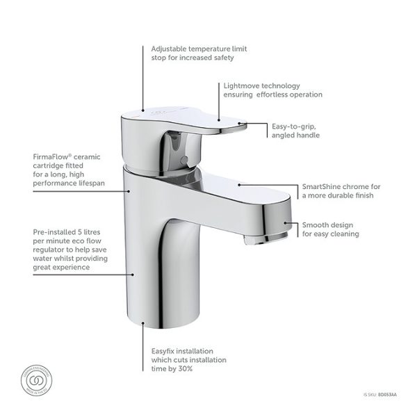 Ideal Standard Cerabase Single Lever Basin Mixer - Image 3