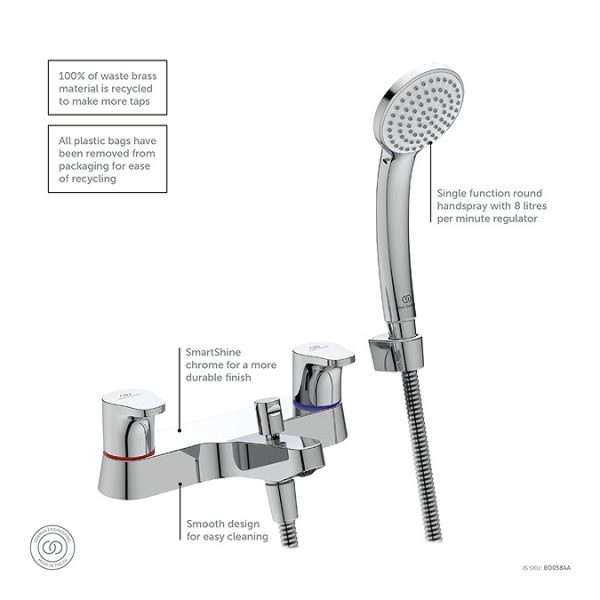 Ideal Standard Cerabase Dual Control Bath Shower Mixer - Image 3