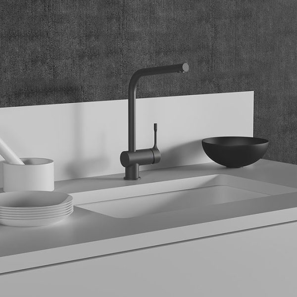 Ideal Standard Ceralook Silk Black Single Lever L Shape Spout Kitchen Mixer - Image 2