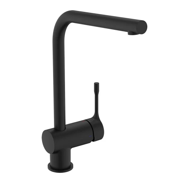 Ideal Standard Ceralook Silk Black Single Lever L Shape Spout Kitchen Mixer