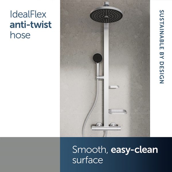 Ideal Standard Ceratherm Alu+ Silver Exposed Thermostatic Shower System - Image 9