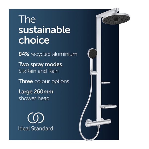 Ideal Standard Ceratherm Alu+ Silver Exposed Thermostatic Shower System - Image 2