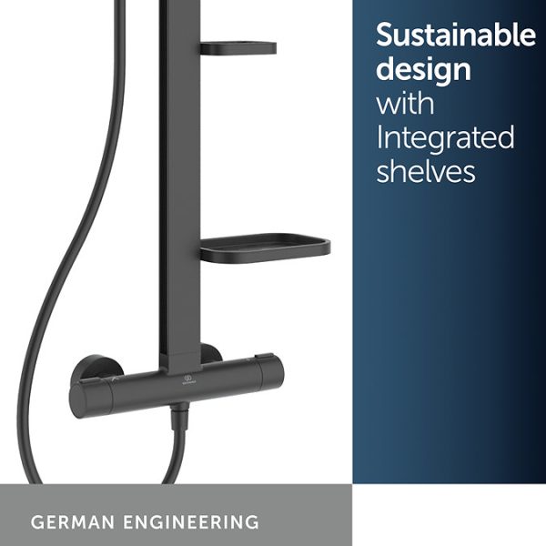 Ideal Standard Ceratherm Alu+ Silk Black Exposed Thermostatic Shower System - Image 16