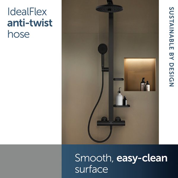 Ideal Standard Ceratherm Alu+ Silk Black Exposed Thermostatic Shower System - Image 17