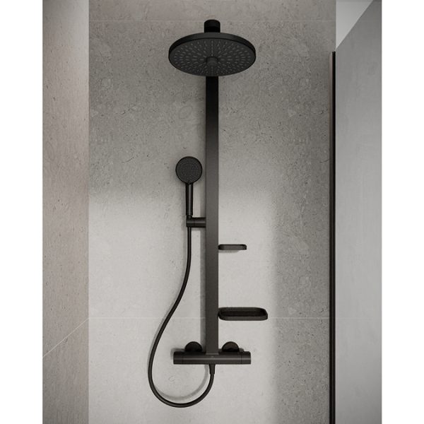 Ideal Standard Ceratherm Alu+ Silk Black Exposed Thermostatic Shower System - Image 12