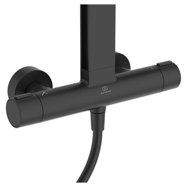 Ideal Standard Ceratherm Alu+ Silk Black Exposed Thermostatic Shower System - Image 8