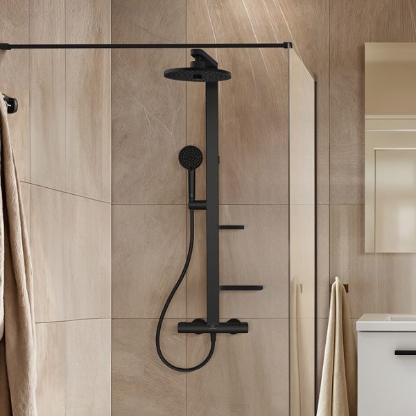 Ideal Standard Ceratherm Alu+ Silk Black Exposed Thermostatic Shower System - Image 10