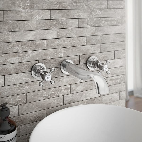 Chatsworth 1928 Traditional Wall Mounted Crosshead Basin Mixer Tap - Image 6