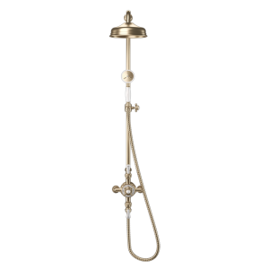 Crosswater Belgravia Brushed Brass Thermostatic Shower Valve with 8" Fixed Head, Slider Rail & Handset
