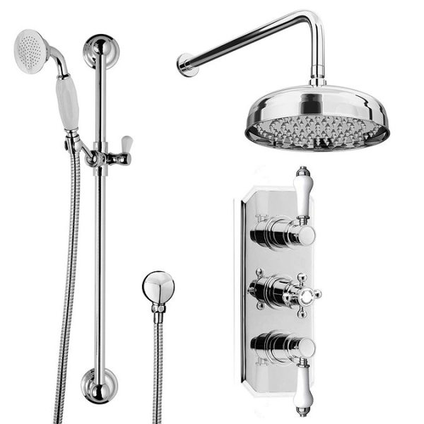 Belmont Traditional Shower Package   Concealed Valve with Fixed Head & Slider Kit - Image 4
