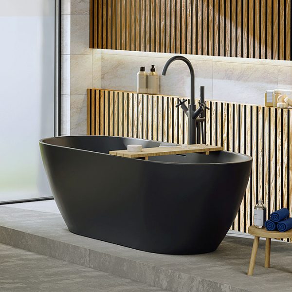 Osaka Matt Black Freestanding Bath Shower Mixer Tap - Image 2