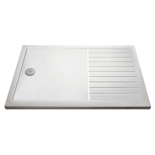 Nuie Rectangular 40mm ABS Capped Acrylic Walk In Shower Tray with Drying Area - Image 2