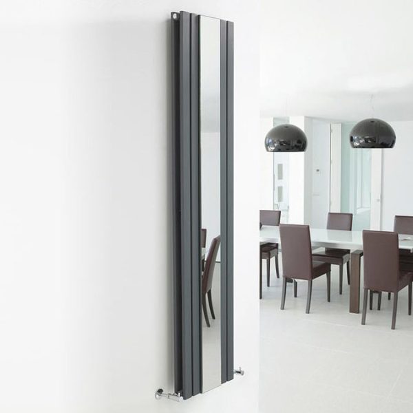 Bilbao Anthracite Double Panel Designer Radiator with Mirror (1800 x 381mm) - Image 2