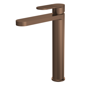 Nuie Cyprus Fluted High Rise Mono Basin Mixer Tap   Brushed Bronze