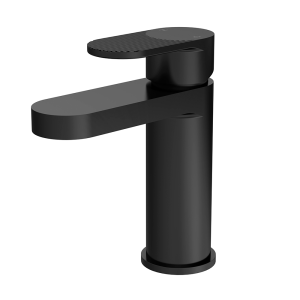 Nuie Cyprus Fluted Mono Basin Mixer Tap with Push Button Waste   Matt Black