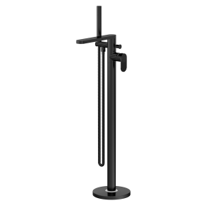 Nuie Cyprus Fluted Freestanding Bath Shower Mixer Tap with Shower Kit   Matt Black