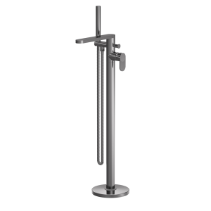 Nuie Cyprus Fluted Freestanding Bath Shower Mixer Tap with Shower Kit   Pewter