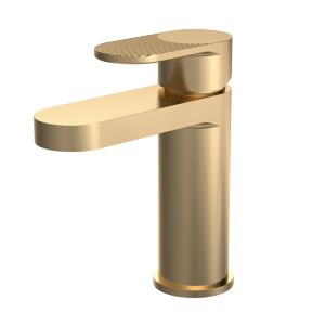 Nuie Cyprus Fluted Mono Basin Mixer Tap with Push Button Waste   Brushed Brass