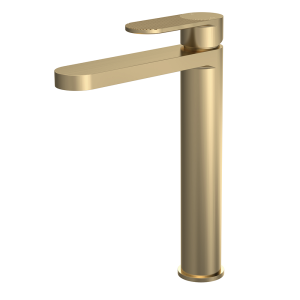 Nuie Cyprus Fluted High Rise Mono Basin Mixer Tap   Brushed Brass