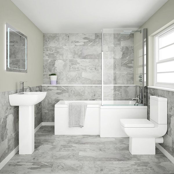 Laguna Whirlpool Spa 8 Jet L Shaped Shower Bath + Screen - Image 4