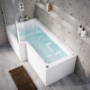 Laguna Whirlpool Spa 8 Jet L Shaped Shower Bath + Screen