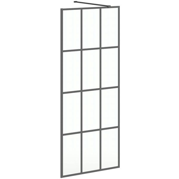 Mode 900 x 1950mm Matt Black Framed Wet Room Glass Panel - Image 3