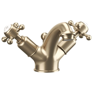 Crosswater Belgravia Crosshead Monobloc Basin Mixer Tap with Pop up Waste   Brushed Brass