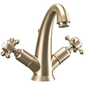 Crosswater Belgravia Crosshead Highneck Monobloc Basin Mixer Tap with Pop up Waste   Brushed Brass