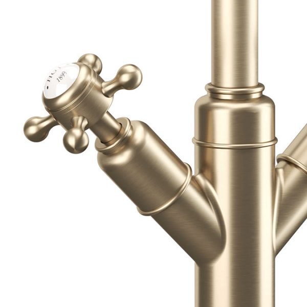 Crosswater Belgravia Crosshead Tall Monobloc Basin Mixer Tap   Brushed Brass - Image 4