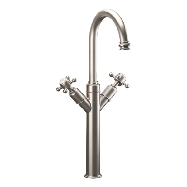 Crosswater Belgravia Crosshead Tall Monobloc Basin Mixer Tap   Brushed Nickel
