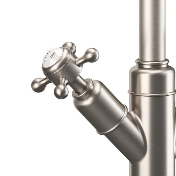 Crosswater Belgravia Crosshead Tall Monobloc Basin Mixer Tap   Brushed Nickel - Image 3