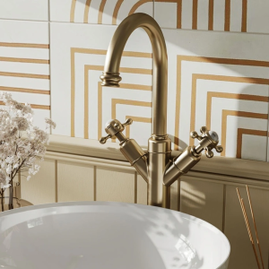 Crosswater Belgravia Crosshead Tall Monobloc Basin Mixer Tap   Brushed Brass