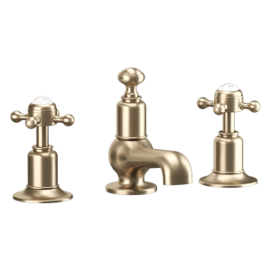 Crosswater Belgravia Crosshead 3 Tap Hole Basin Mixer   Brushed Brass